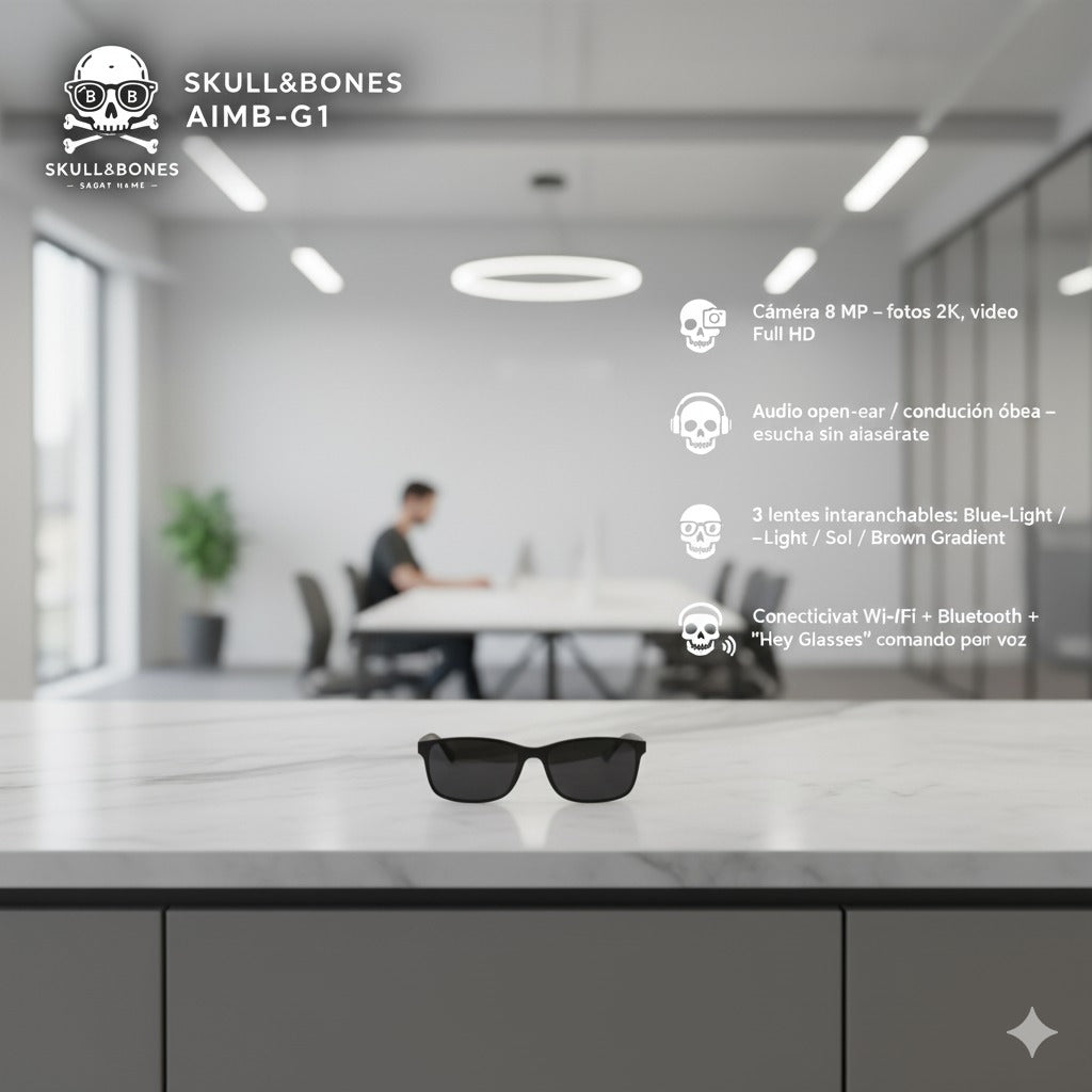 🎧 Skull&Bones AIMB-G1 — Gafas IA de Conducción Ósea con Traducción Instantánea
