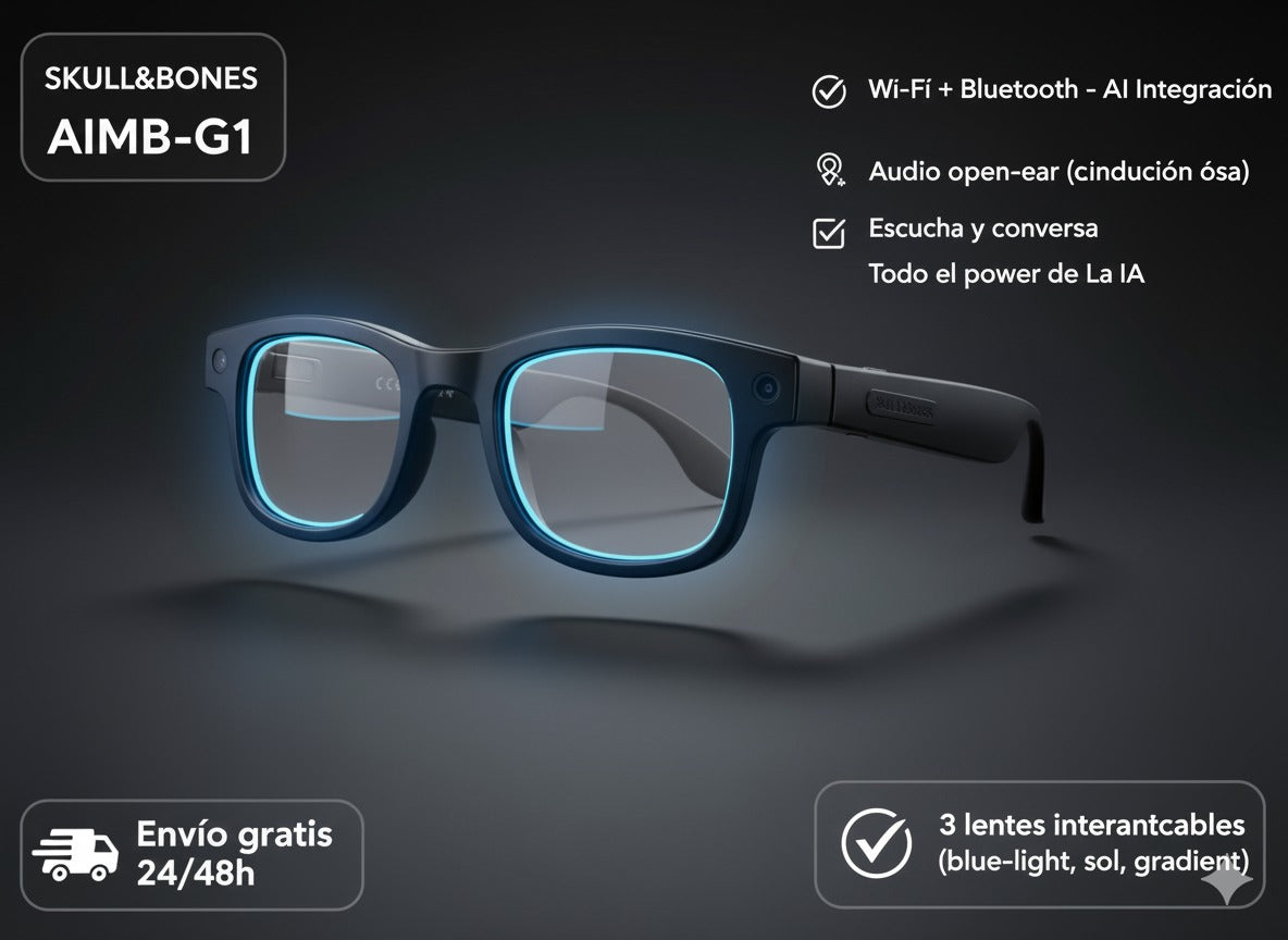 🎧 Skull&Bones AIMB-G1 — Gafas IA de Conducción Ósea con Traducción Instantánea