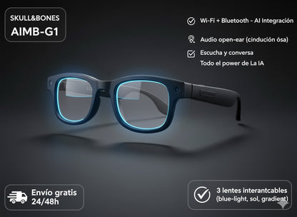 🎧 Skull&Bones AIMB-G1 — Gafas IA de Conducción Ósea con Traducción Instantánea
