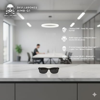 🎧 Skull&Bones AIMB-G1 — Gafas IA de Conducción Ósea con Traducción Instantánea